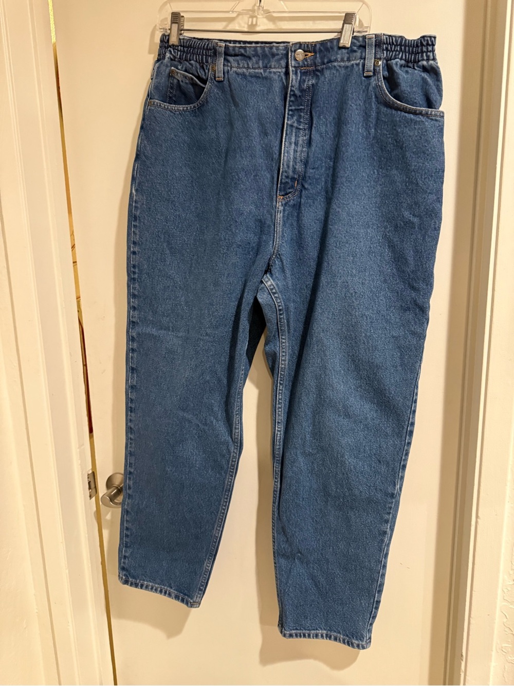 LL Bean Jeans Women's Size 18 Blue Original Fit Relaxed Elastic Waist EUC Comfy